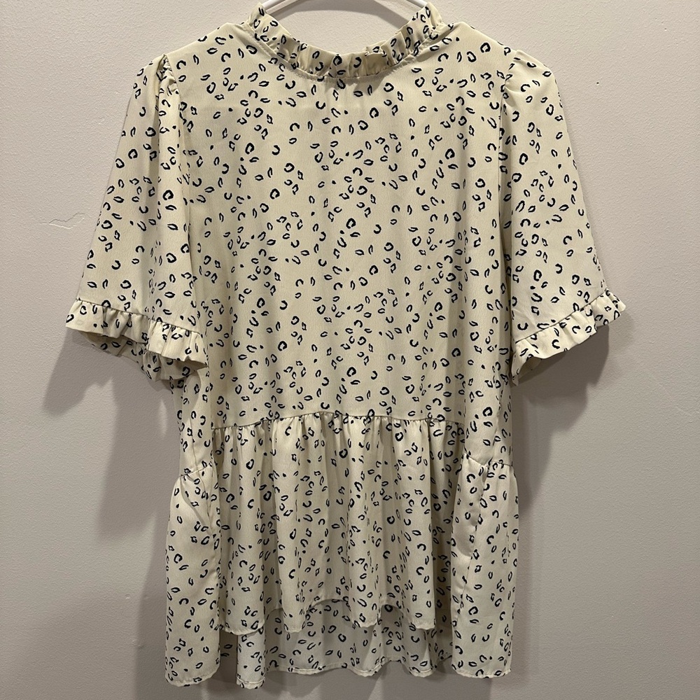 Cream and Black Leopard Print Top